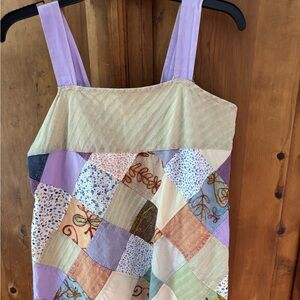 Patchwork Sleeveless Top with Purple Straps